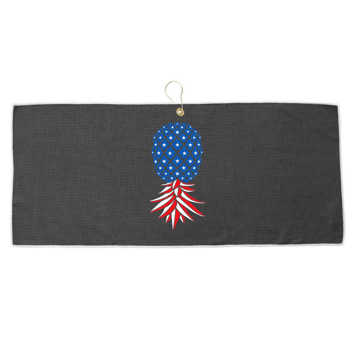 July Patriotic Red White Blue Upside Down Pineapple Swinger Large Microfiber Waffle Golf Towel