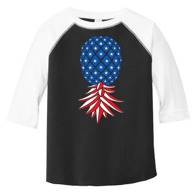 July Patriotic Red White Blue Upside Down Pineapple Swinger Toddler Fine Jersey T-Shirt