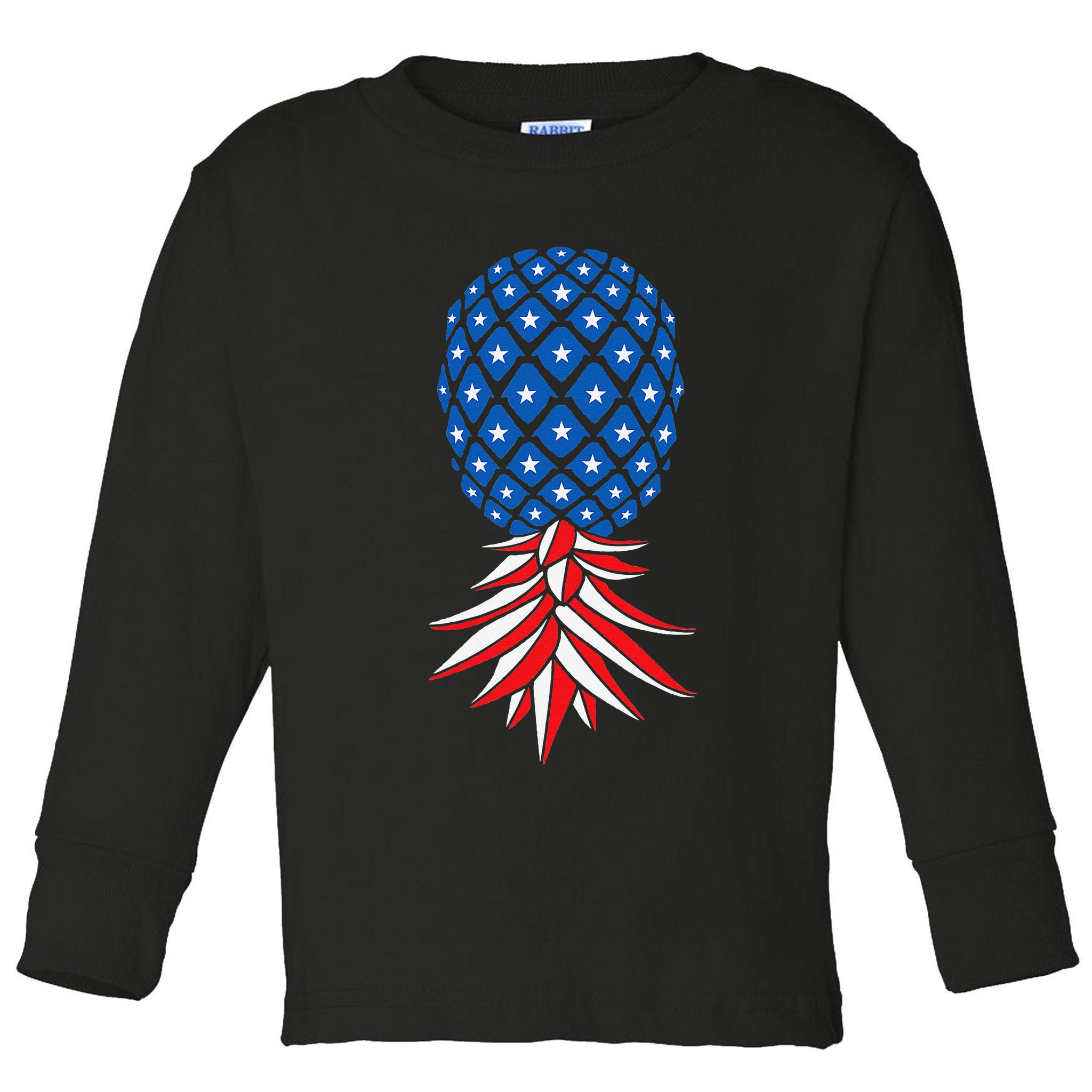 July Patriotic Red White Blue Upside Down Pineapple Swinger Toddler Long Sleeve Shirt