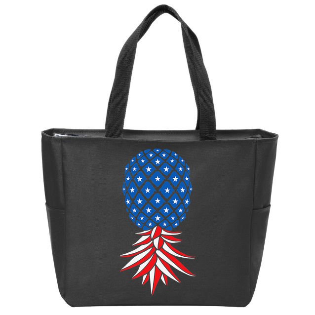 July Patriotic Red White Blue Upside Down Pineapple Swinger Zip Tote Bag