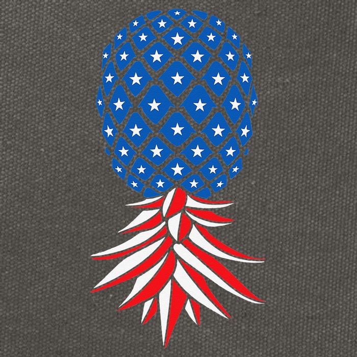 July Patriotic Red White Blue Upside Down Pineapple Swinger Cotton Canvas Backpack