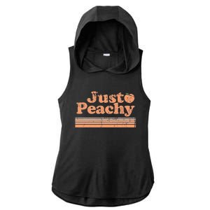 Just Peachy Retro 70s Georgia Peaches Summer Fruit Ladies PosiCharge Tri-Blend Wicking Draft Hoodie Tank