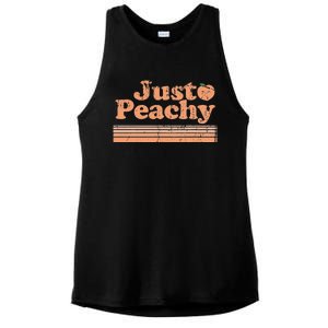 Just Peachy Retro 70s Georgia Peaches Summer Fruit Ladies PosiCharge Tri-Blend Wicking Tank