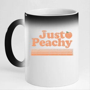 Just Peachy Retro 70s Georgia Peaches Summer Fruit 11oz Black Color Changing Mug