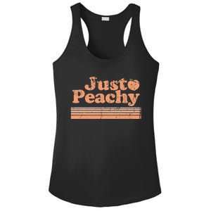 Just Peachy Retro 70s Georgia Peaches Summer Fruit Ladies PosiCharge Competitor Racerback Tank