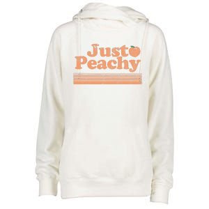 Just Peachy Retro 70s Georgia Peaches Summer Fruit Womens Funnel Neck Pullover Hood