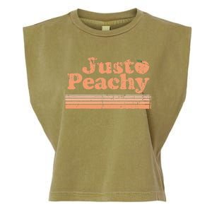 Just Peachy Retro 70s Georgia Peaches Summer Fruit Garment-Dyed Women's Muscle Tee