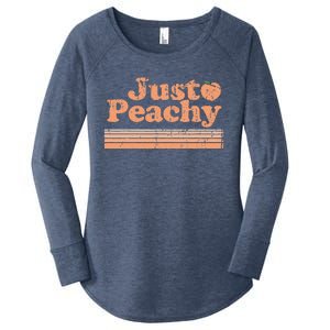 Just Peachy Retro 70s Georgia Peaches Summer Fruit Women's Perfect Tri Tunic Long Sleeve Shirt