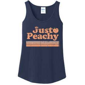 Just Peachy Retro 70s Georgia Peaches Summer Fruit Ladies Essential Tank