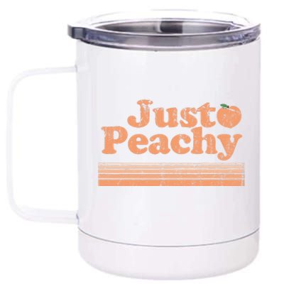 Just Peachy Retro 70s Georgia Peaches Summer Fruit 12 oz Stainless Steel Tumbler Cup