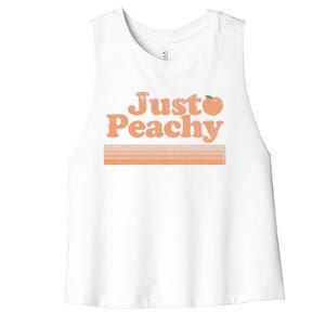 Just Peachy Retro 70s Georgia Peaches Summer Fruit Women's Racerback Cropped Tank