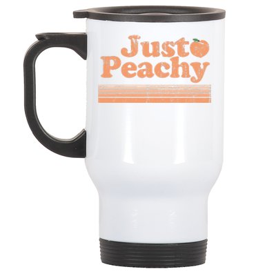 Just Peachy Retro 70s Georgia Peaches Summer Fruit Stainless Steel Travel Mug