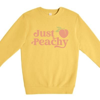 Just Peachy Retro 70s Georgia Peaches Summer Fruit Premium Crewneck Sweatshirt