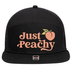 Just Peachy Retro 70s Georgia Peaches Summer Fruit 7 Panel Mesh Trucker Snapback Hat