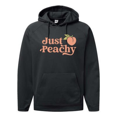 Just Peachy Retro 70s Georgia Peaches Summer Fruit Performance Fleece Hoodie