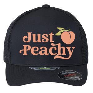 Just Peachy Retro 70s Georgia Peaches Summer Fruit Flexfit Unipanel Trucker Cap