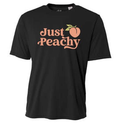 Just Peachy Retro 70s Georgia Peaches Summer Fruit Cooling Performance Crew T-Shirt