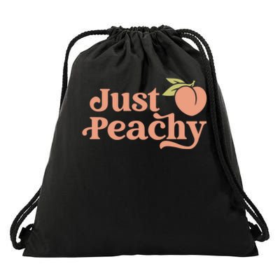 Just Peachy Retro 70s Georgia Peaches Summer Fruit Drawstring Bag