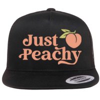 Just Peachy Retro 70s Georgia Peaches Summer Fruit Flat Bill Trucker Hat