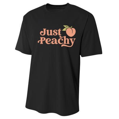 Just Peachy Retro 70s Georgia Peaches Summer Fruit Performance Sprint T-Shirt