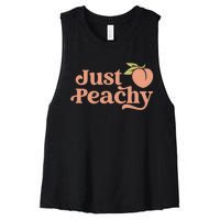 Just Peachy Retro 70s Georgia Peaches Summer Fruit Women's Racerback Cropped Tank