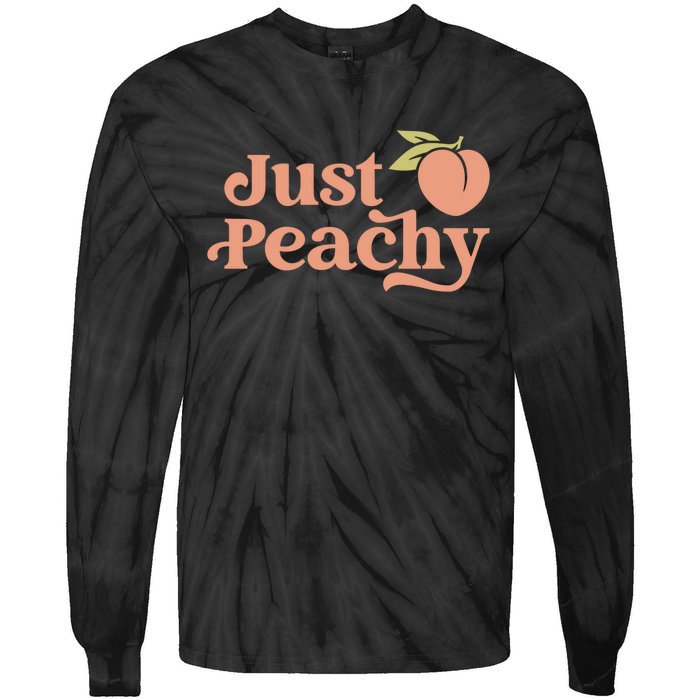 Just Peachy Retro 70s Georgia Peaches Summer Fruit Tie-Dye Long Sleeve Shirt