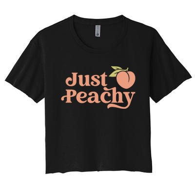 Just Peachy Retro 70s Georgia Peaches Summer Fruit Women's Crop Top Tee