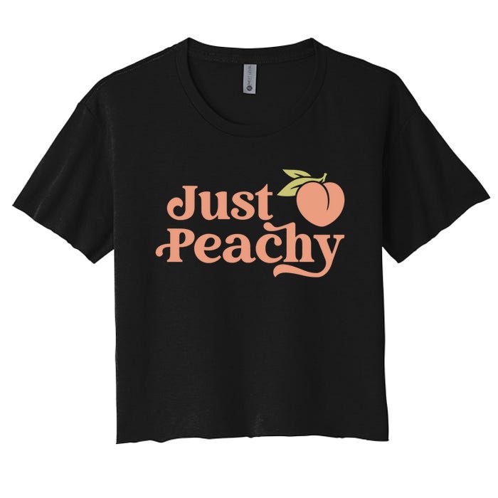 Just Peachy Retro 70s Georgia Peaches Summer Fruit Women's Crop Top Tee