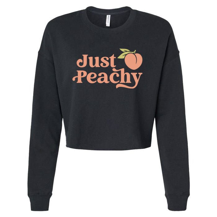 Just Peachy Retro 70s Georgia Peaches Summer Fruit Cropped Pullover Crew