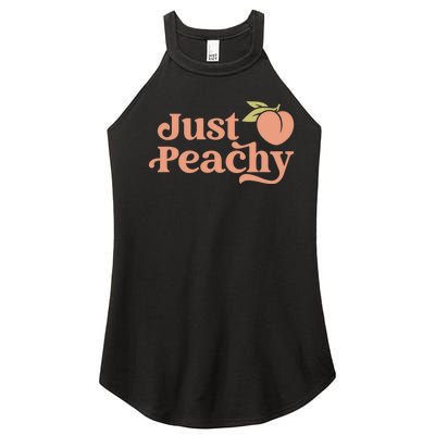 Just Peachy Retro 70s Georgia Peaches Summer Fruit Women's Perfect Tri Rocker Tank