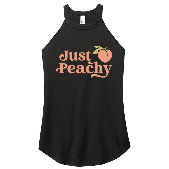 Just Peachy Retro 70s Georgia Peaches Summer Fruit Women's Perfect Tri Rocker Tank