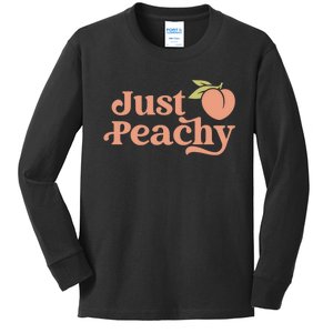 Just Peachy Retro 70s Georgia Peaches Summer Fruit Kids Long Sleeve Shirt