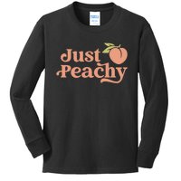 Just Peachy Retro 70s Georgia Peaches Summer Fruit Kids Long Sleeve Shirt