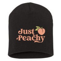 Just Peachy Retro 70s Georgia Peaches Summer Fruit Short Acrylic Beanie