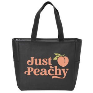 Just Peachy Retro 70s Georgia Peaches Summer Fruit Zip Tote Bag