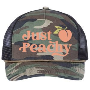 Just Peachy Retro 70s Georgia Peaches Summer Fruit Retro Rope Trucker Hat Cap