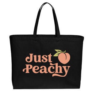 Just Peachy Retro 70s Georgia Peaches Summer Fruit Cotton Canvas Jumbo Tote