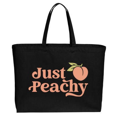 Just Peachy Retro 70s Georgia Peaches Summer Fruit Cotton Canvas Jumbo Tote