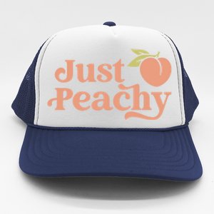 Just Peachy Retro 70s Georgia Peaches Summer Fruit Trucker Hat