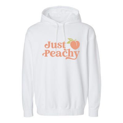 Just Peachy Retro 70s Georgia Peaches Summer Fruit Garment-Dyed Fleece Hoodie