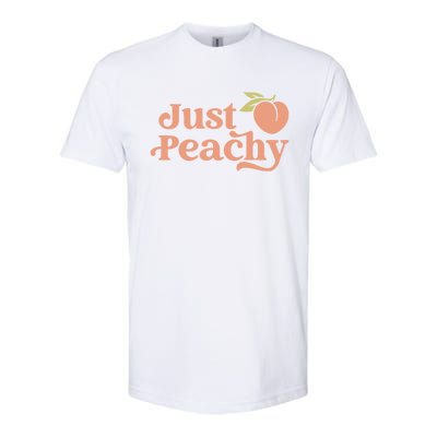 Just Peachy Retro 70s Georgia Peaches Summer Fruit Softstyle CVC T-Shirt