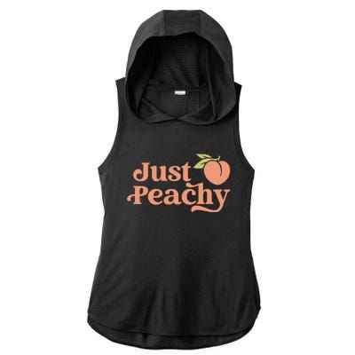 Just Peachy Retro 70s Georgia Peaches Summer Fruit Ladies PosiCharge Tri-Blend Wicking Draft Hoodie Tank