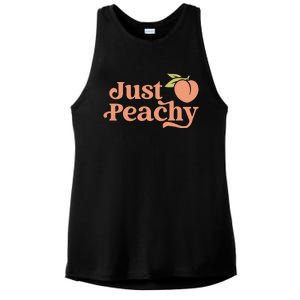 Just Peachy Retro 70s Georgia Peaches Summer Fruit Ladies PosiCharge Tri-Blend Wicking Tank