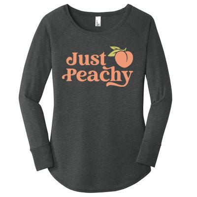 Just Peachy Retro 70s Georgia Peaches Summer Fruit Women's Perfect Tri Tunic Long Sleeve Shirt