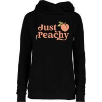 Just Peachy Retro 70s Georgia Peaches Summer Fruit Womens Funnel Neck Pullover Hood