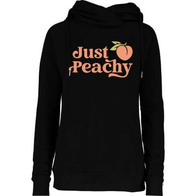 Just Peachy Retro 70s Georgia Peaches Summer Fruit Womens Funnel Neck Pullover Hood