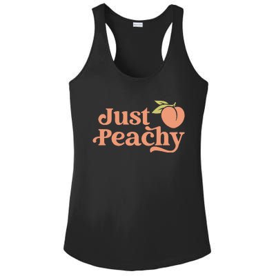 Just Peachy Retro 70s Georgia Peaches Summer Fruit Ladies PosiCharge Competitor Racerback Tank