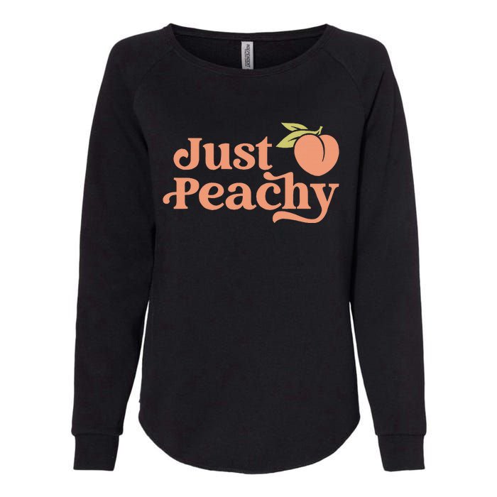 Just Peachy Retro 70s Georgia Peaches Summer Fruit Womens California Wash Sweatshirt