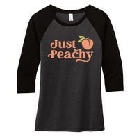 Just Peachy Retro 70s Georgia Peaches Summer Fruit Women's Tri-Blend 3/4-Sleeve Raglan Shirt