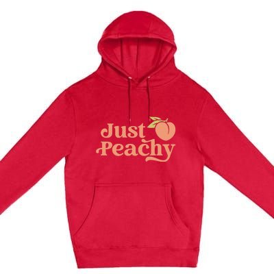 Just Peachy Retro 70s Georgia Peaches Summer Fruit Premium Pullover Hoodie